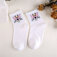 Load image into Gallery viewer, Japanese Kawaii Women Animals Cartoon Tube Socks Cute Egg Rabbit Panther Cotton Long Socks Female and Ladies Pink Milk White Sox