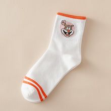 Load image into Gallery viewer, Japanese Kawaii Women Animals Cartoon Tube Socks Cute Egg Rabbit Panther Cotton Long Socks Female and Ladies Pink Milk White Sox