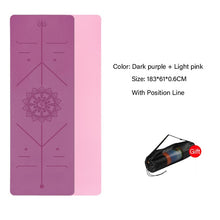Load image into Gallery viewer, TPE Yoga Double Layer Non-Slip Mat Yoga Exercise Pad with Position Line For Fitness Gymnastics and Pilates