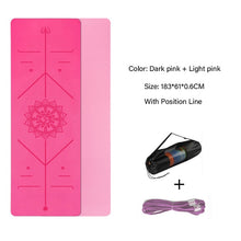 Load image into Gallery viewer, TPE Yoga Double Layer Non-Slip Mat Yoga Exercise Pad with Position Line For Fitness Gymnastics and Pilates