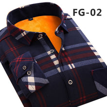 Load image into Gallery viewer, Aoliwen 2020 Fashion Men's Slim Shirts Autumn And Winter Thickening Warm Plaid 24 Colors Male Social Shirt Clothing Size M-5Xl