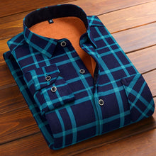 Load image into Gallery viewer, Aoliwen 2020 Fashion Men's Slim Shirts Autumn And Winter Thickening Warm Plaid 24 Colors Male Social Shirt Clothing Size M-5Xl