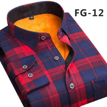 Load image into Gallery viewer, Aoliwen 2020 Fashion Men's Slim Shirts Autumn And Winter Thickening Warm Plaid 24 Colors Male Social Shirt Clothing Size M-5Xl