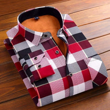 Load image into Gallery viewer, Aoliwen 2020 Fashion Men's Slim Shirts Autumn And Winter Thickening Warm Plaid 24 Colors Male Social Shirt Clothing Size M-5Xl
