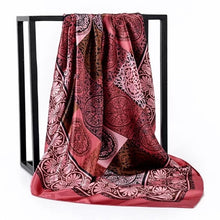 Load image into Gallery viewer, Silk Scarves Women Foulard 90*90cm Square head scarf Ladies Shawl wrap muffler pareo Bandanna female chiffon hijab poncho wool