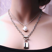 Load image into Gallery viewer, KMVEXO Fashion 2 Layers Pearls Geometric Pendants Necklaces For Women Gold Metal Snake Chain Necklace New Design Jewelry Gift