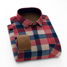 Load image into Gallery viewer, Aoliwen 2020 Fashion Men's Slim Shirts Autumn And Winter Thickening Warm Plaid 24 Colors Male Social Shirt Clothing Size M-5Xl