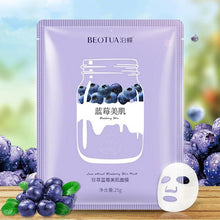 Load image into Gallery viewer, 1PC Blueberry Six Fruit Plant Facial Mask Moisturizing Hyaluronic Acid Plant Extract Oil Control Hydrating Sheet Face Mask TSLM2