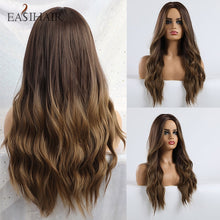 Load image into Gallery viewer, EASIHAIR Long Brown Ombre Wigs Synthetic Wigs for Black Women Natural Hair Wavy Cosplay Wigs Heat Resistant Daily Wig