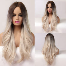Load image into Gallery viewer, EASIHAIR Long Brown Ombre Wigs Synthetic Wigs for Black Women Natural Hair Wavy Cosplay Wigs Heat Resistant Daily Wig