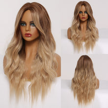 Load image into Gallery viewer, EASIHAIR Long Brown Ombre Wigs Synthetic Wigs for Black Women Natural Hair Wavy Cosplay Wigs Heat Resistant Daily Wig