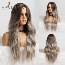 Load image into Gallery viewer, EASIHAIR Long Brown Ombre Wigs Synthetic Wigs for Black Women Natural Hair Wavy Cosplay Wigs Heat Resistant Daily Wig