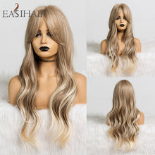 Load image into Gallery viewer, EASIHAIR Long Brown Ombre Wigs Synthetic Wigs for Black Women Natural Hair Wavy Cosplay Wigs Heat Resistant Daily Wig