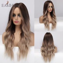 Load image into Gallery viewer, EASIHAIR Long Brown Ombre Wigs Synthetic Wigs for Black Women Natural Hair Wavy Cosplay Wigs Heat Resistant Daily Wig