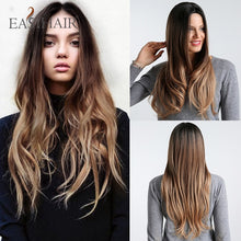 Load image into Gallery viewer, EASIHAIR Long Brown Ombre Wigs Synthetic Wigs for Black Women Natural Hair Wavy Cosplay Wigs Heat Resistant Daily Wig