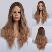 Load image into Gallery viewer, EASIHAIR Long Brown Ombre Wigs Synthetic Wigs for Black Women Natural Hair Wavy Cosplay Wigs Heat Resistant Daily Wig
