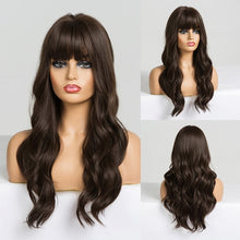 Load image into Gallery viewer, EASIHAIR Long Brown Ombre Wigs Synthetic Wigs for Black Women Natural Hair Wavy Cosplay Wigs Heat Resistant Daily Wig