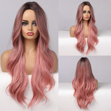 Load image into Gallery viewer, EASIHAIR Long Brown Ombre Wigs Synthetic Wigs for Black Women Natural Hair Wavy Cosplay Wigs Heat Resistant Daily Wig