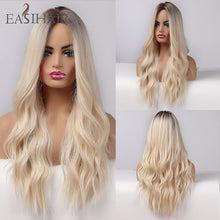 Load image into Gallery viewer, EASIHAIR Long Brown Ombre Wigs Synthetic Wigs for Black Women Natural Hair Wavy Cosplay Wigs Heat Resistant Daily Wig