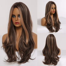 Load image into Gallery viewer, EASIHAIR Long Brown Ombre Wigs Synthetic Wigs for Black Women Natural Hair Wavy Cosplay Wigs Heat Resistant Daily Wig