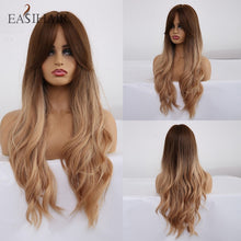 Load image into Gallery viewer, EASIHAIR Long Brown Ombre Wigs Synthetic Wigs for Black Women Natural Hair Wavy Cosplay Wigs Heat Resistant Daily Wig