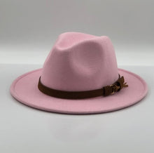 Load image into Gallery viewer, Women Men Wool Fedora Hat With Leather Ribbon Gentleman Elegant Lady Winter Autumn Wide Brim Jazz Church Panama Sombrero Cap
