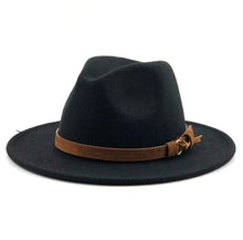 Load image into Gallery viewer, Women Men Wool Fedora Hat With Leather Ribbon Gentleman Elegant Lady Winter Autumn Wide Brim Jazz Church Panama Sombrero Cap
