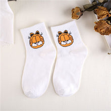 Load image into Gallery viewer, Japanese Kawaii Women Animals Cartoon Tube Socks Cute Egg Rabbit Panther Cotton Long Socks Female and Ladies Pink Milk White Sox
