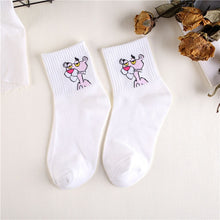 Load image into Gallery viewer, Japanese Kawaii Women Animals Cartoon Tube Socks Cute Egg Rabbit Panther Cotton Long Socks Female and Ladies Pink Milk White Sox
