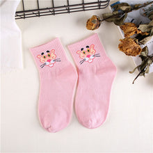 Load image into Gallery viewer, Japanese Kawaii Women Animals Cartoon Tube Socks Cute Egg Rabbit Panther Cotton Long Socks Female and Ladies Pink Milk White Sox
