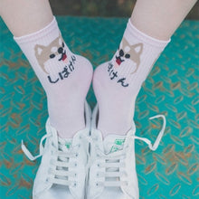 Load image into Gallery viewer, Japanese Kawaii Women Animals Cartoon Tube Socks Cute Egg Rabbit Panther Cotton Long Socks Female and Ladies Pink Milk White Sox
