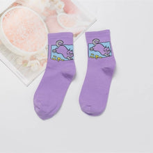 Load image into Gallery viewer, Japanese Kawaii Women Animals Cartoon Tube Socks Cute Egg Rabbit Panther Cotton Long Socks Female and Ladies Pink Milk White Sox
