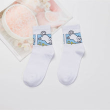 Load image into Gallery viewer, Japanese Kawaii Women Animals Cartoon Tube Socks Cute Egg Rabbit Panther Cotton Long Socks Female and Ladies Pink Milk White Sox
