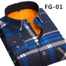 Load image into Gallery viewer, Aoliwen 2020 Fashion Men's Slim Shirts Autumn And Winter Thickening Warm Plaid 24 Colors Male Social Shirt Clothing Size M-5Xl
