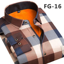 Load image into Gallery viewer, Aoliwen 2020 Fashion Men's Slim Shirts Autumn And Winter Thickening Warm Plaid 24 Colors Male Social Shirt Clothing Size M-5Xl

