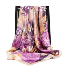Load image into Gallery viewer, Silk Scarves Women Foulard 90*90cm Square head scarf Ladies Shawl wrap muffler pareo Bandanna female chiffon hijab poncho wool
