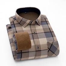 Load image into Gallery viewer, Aoliwen 2020 Fashion Men's Slim Shirts Autumn And Winter Thickening Warm Plaid 24 Colors Male Social Shirt Clothing Size M-5Xl
