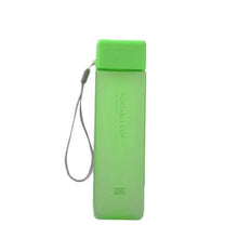 Load image into Gallery viewer, 1 Piece  Transparent Square Plastic Frosted Water Cup Outdoor Cold Juice Water Sports Cup with Portable Milk Rope Water Cup
