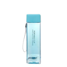 Load image into Gallery viewer, 1 Piece  Transparent Square Plastic Frosted Water Cup Outdoor Cold Juice Water Sports Cup with Portable Milk Rope Water Cup
